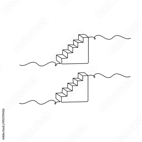 Continuous line drawing of staircase steps for success concept
