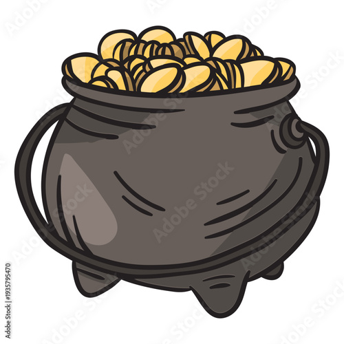 Pot gold leprechaun irish illustration