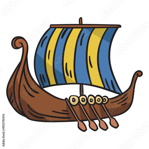 Viking ship boat illustration