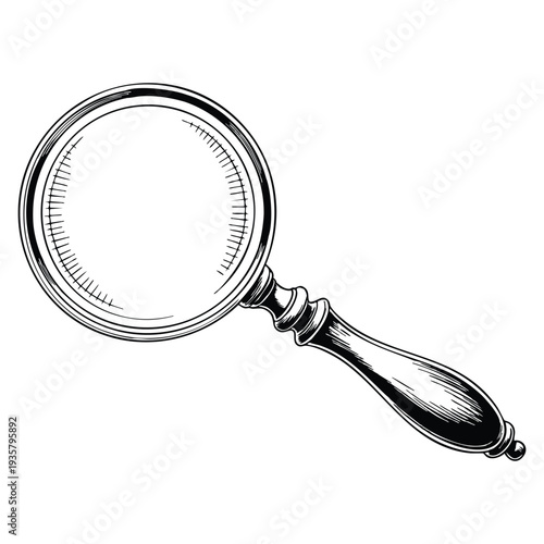 Hand drawn vector illustration vintage magnifying glass ink sketch isolated on white background classic retro design
