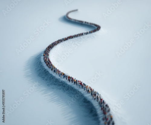 line of people isolated on ...