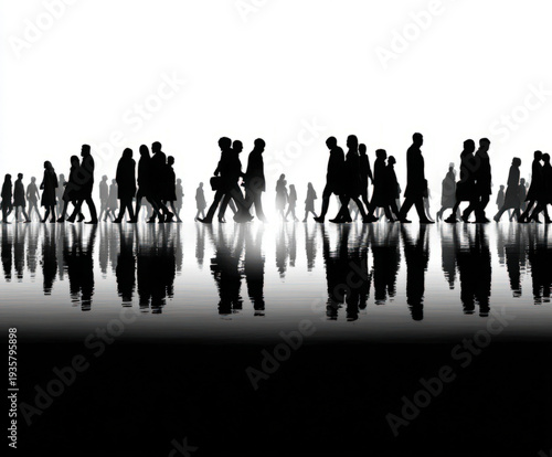 line of people isolated on ...