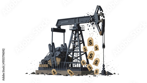 Oil Pumpjack with Bitcoins.