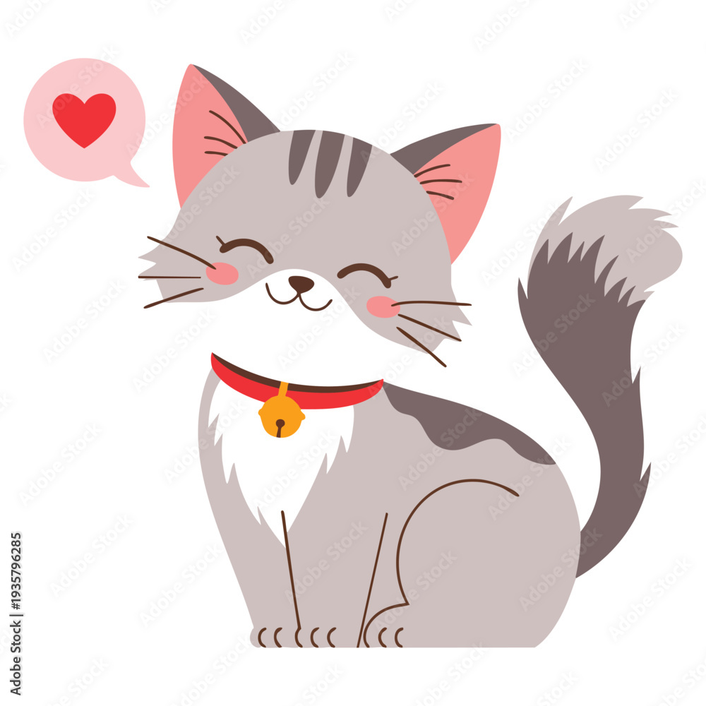 Fototapeta premium Happy kitten vector illustration with cute cat character perfect for cartoon design mascot logo sticker print children book and playful pet artwork