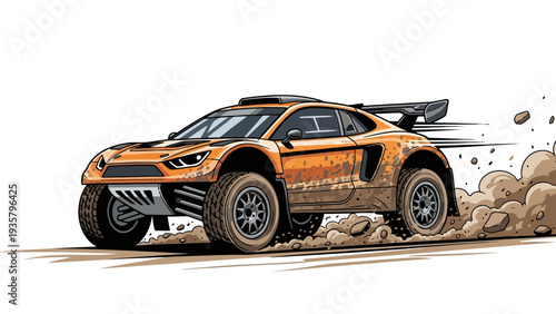 Orange Sports Car Racing.