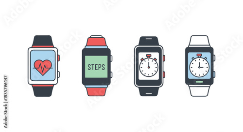Fitness Tracker Line art clean modern style vector