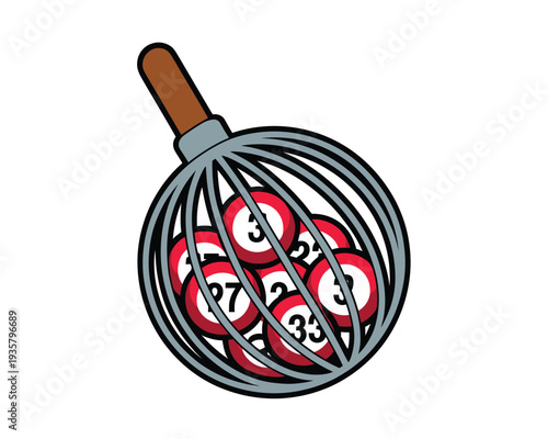 Bingo cage filled with numbered balls, ready for a game of chance and luck