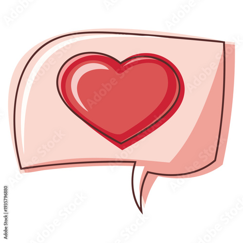 Heart love in speech bubble icon isolated illustration suitable for messaging app romance symbol communication and social media design