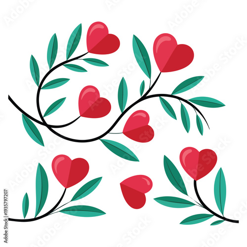 Hearts icon fruit growing as heart plants vector illustration suitable for romantic nature and eco friendly design themes