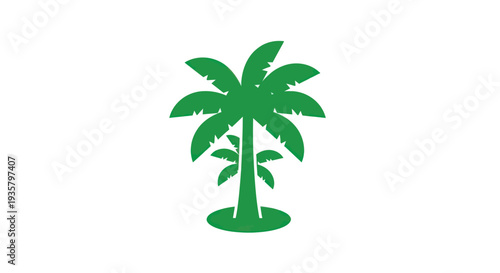 Green palm tree silhouette isolated