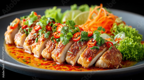 Poached hainanese chicken