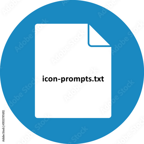 Blue Circle Icon: Text File 'icon-prompts.txt' - Document and Data Symbol