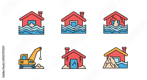 Flood Damage Line creative color composition illustration