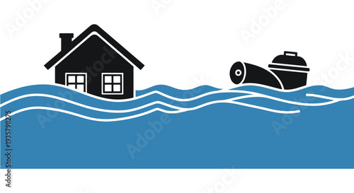 Flood Line art vector set modern abstract color