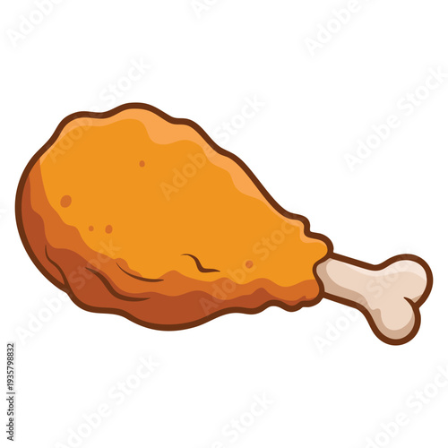 Illustration of a fried chicken drumstick fried chicken fast food menu object crispy meal design element