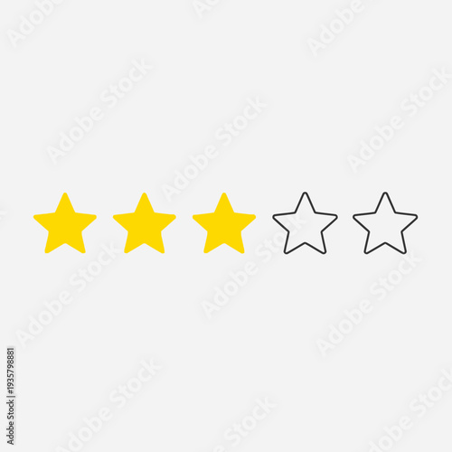 Three yellow stars filled in, followed by two outlined stars, signifying a solid three out of five rating on a light grey background.