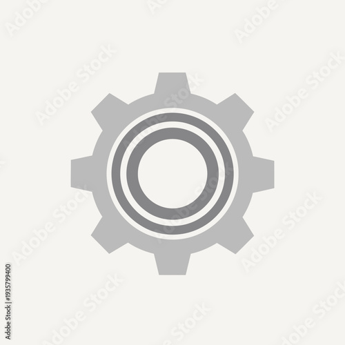 Grey Cogwheel Gear Icon with Concentric Rings for System Adjustments and Operational Process
