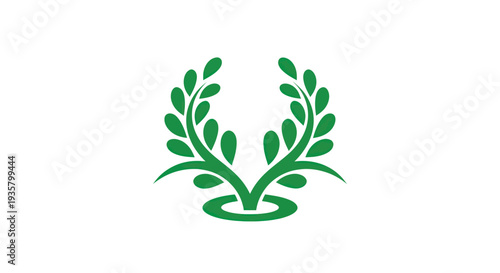 Green plant symbol on white background