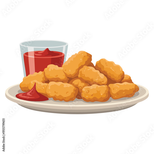 Illustration of battered fried chicken plate ideal for restaurant menu comfort food fast food and crispy dinner themed designs