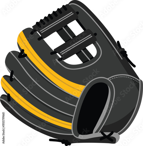 Illustration of black baseball glove sports equipment design suitable for athletics training and game themed artwork