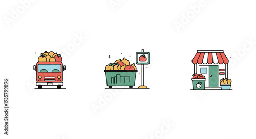 Food Distribution modern bold tone illustration