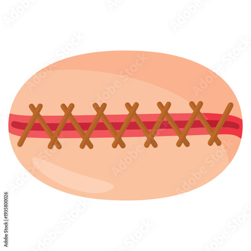 Illustration of cartoon scar stitches vector icon isolated on white background for web design perfect for halloween horror injury and special effects concepts