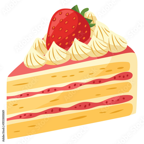Illustration of cut strawberry shortcake dessert design suitable for bakery menu sweet food and pastry themed artwork