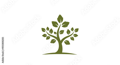 Green tree icon on white background