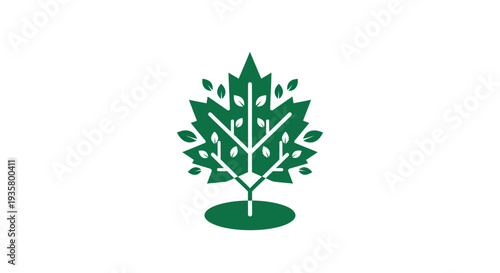 Green tree icon on white background