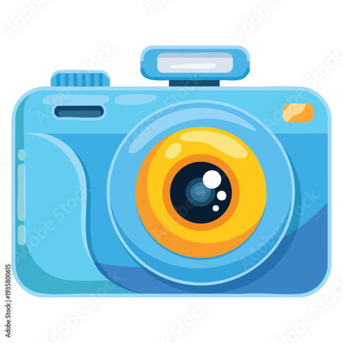 Illustration of light blue kids camera playful gadget design suitable for childhood toy photography and fun themed artwork
