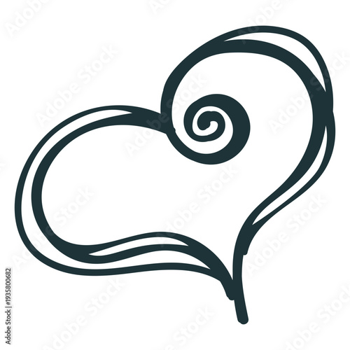 Cute curl stroke heart