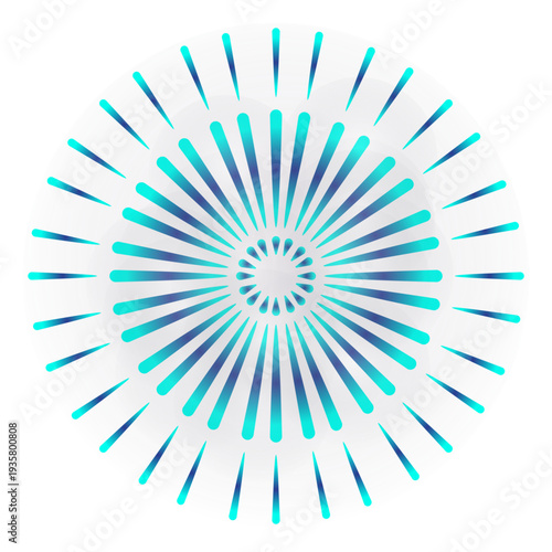 Gradient 3 ring turquoise firework