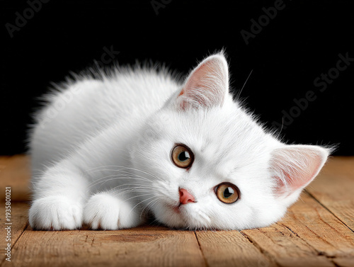 White cat isolated on black