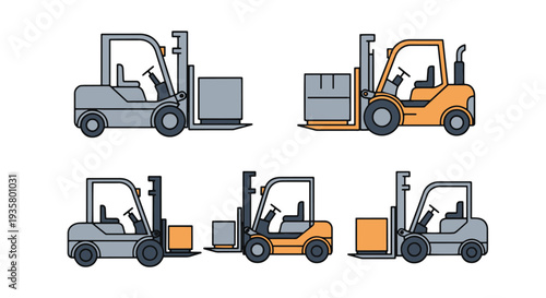 Forklift Line art modern color vector design