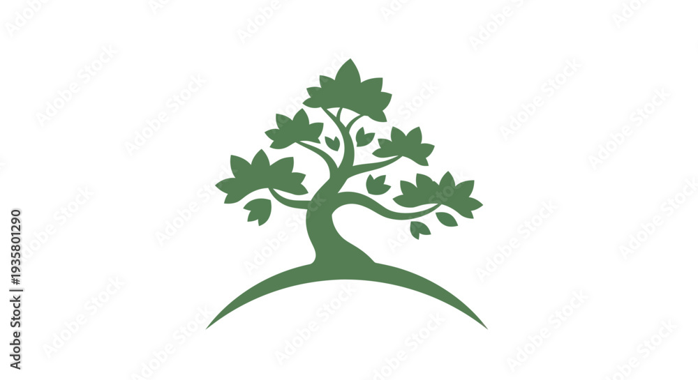 Obraz premium Green tree illustration on white background
