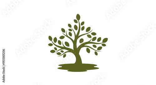 Green tree illustration on white background