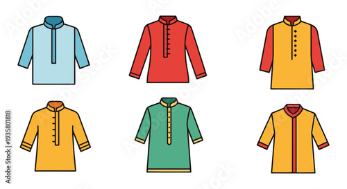 Kurta Line art vector set dynamic modern style