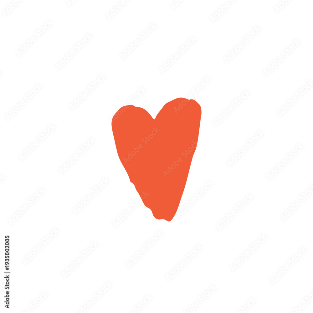 Obraz premium Hand-Drawn Red-Orange Heart Casual Artistic Love Symbol on White Background