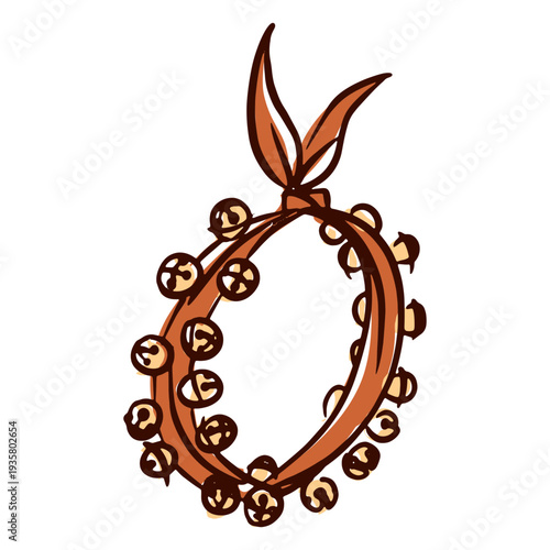 Indian musical instrument ghungaroo hand drawn