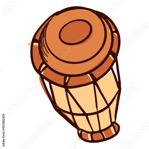 Indian musical instrument tabla hand drawn
