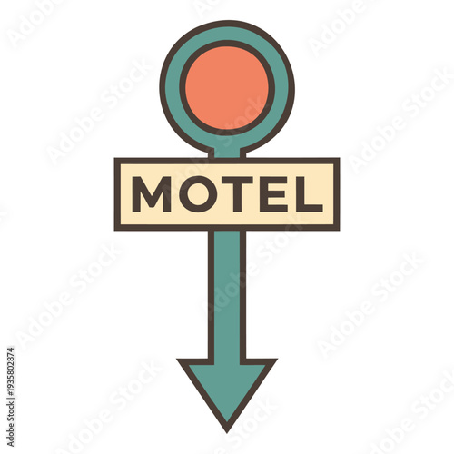 Vintagestyle neon motel sign illustration with glowing light and arrow design perfect for travel hospitality and retrothemed projects