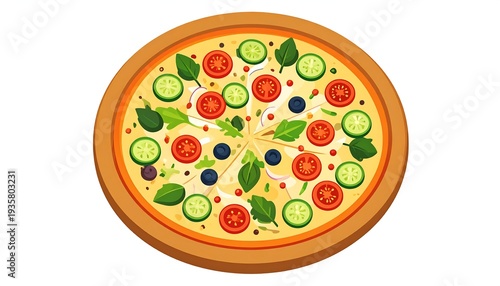Delicious Vegetarian Pizza with Fresh Vegetables and Herbs.