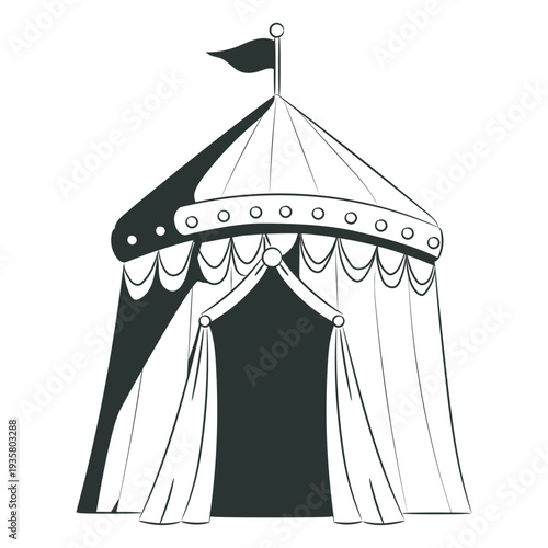 Drawn circus tent flag
