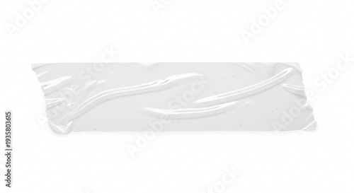 Piece of White Duct Tape on White Background with Wrinkles and Textured Surface Reflecting Light Studio Shot