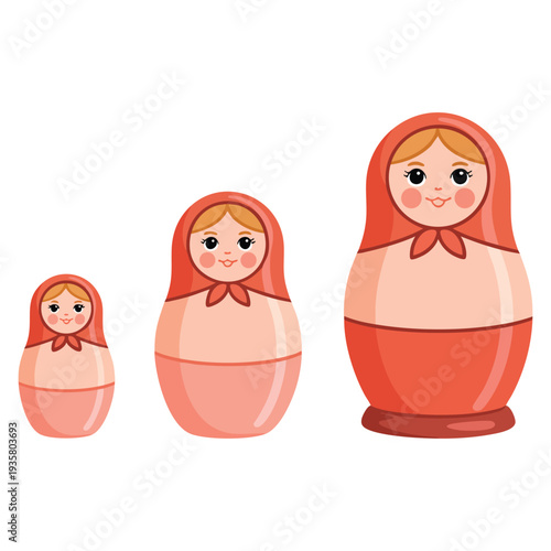 Isolated Matrioska decorative vector illustration inspired by Russian nesting doll art suitable for packaging textile print decoration or folk culture themed design
