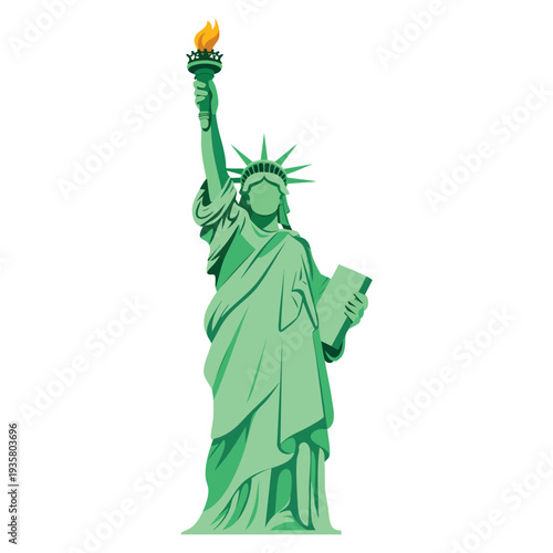 Isolated Liberty statue monument vector illustration representing famous landmark concept perfect for travel design tourism poster or patriotic themed artwork