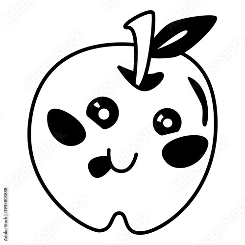Character apple cute stroke