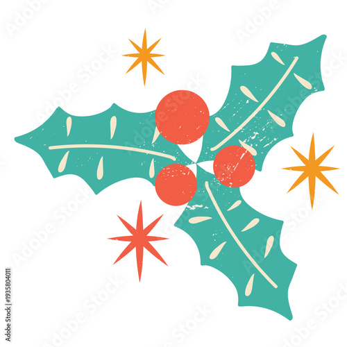 Christmas leaves flat color
