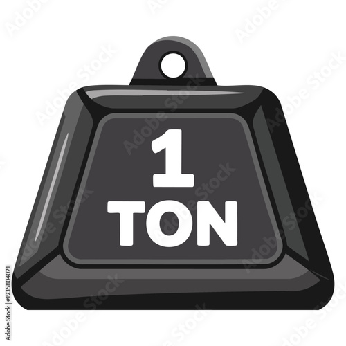 Isolated one ton weight vector illustration ideal for industrial measurement concept heavy mass symbol logistics theme and engineering themed artwork