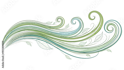 Abstract Green Swirling Lines.
